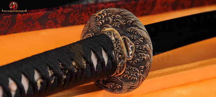 Authentic Katana swords full tang iron suba T10 steel clay tempered full wrap rayskin saya