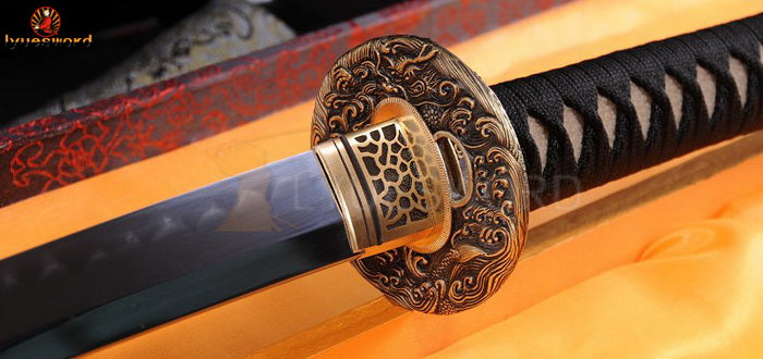 Authentic Katana swords full tang iron suba T10 steel clay tempered full wrap rayskin saya