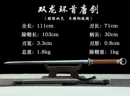 Chinese top quality Ancient Dao Sword two dragon circle handcraft best for collection