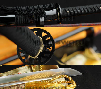Katana Japanese sword for samurai 1095 High Carbon Steel black saya good for classical