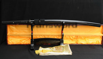 Katana Japanese sword for samurai 1095 High Carbon Steel black saya good for classical