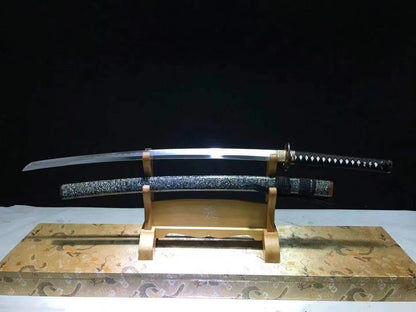 Authentic Katana swords full tang Eagle tsuba Folded steel clay tempered honsanmai