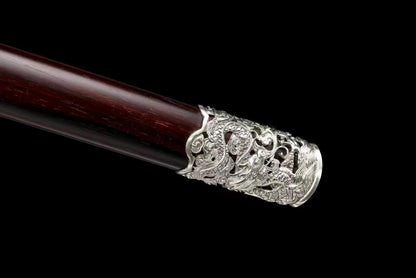 Chinese top quality Red sandal wood Sword classical handcraft Pattern steel best for collection