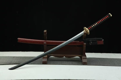 Crimson Trace Katana – Folded Steel Blade with Red Lacquer Saya and Full Tang Build