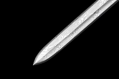 Chinese top quality silver plated fitting Sword folded pattern steel real hamon handcraft for collection