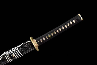 Authentic Katana swords full tang full wrapped rayskin saya T10 steel clay tempered