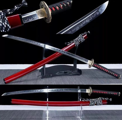 Authentic Katana swords full tang T10 steel Hitatsura clay tempered sharp battle ready can cut tree