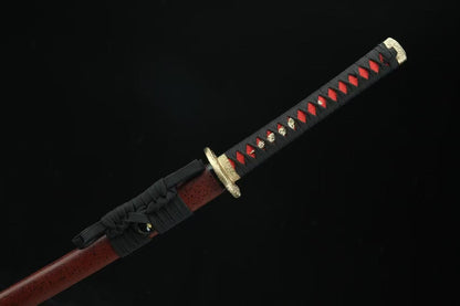 Crimson Trace Katana – Folded Steel Blade with Red Lacquer Saya and Full Tang Build