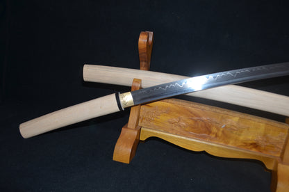 1095 high carbon steel clay tempered Full Tang Samurai Japanese Shirasaya Katana Sharp