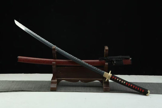 Crimson Trace Katana – Folded Steel Blade with Red Lacquer Saya and Full Tang Build
