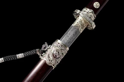 Chinese top quality Red sandal wood Sword classical handcraft Pattern steel best for collection
