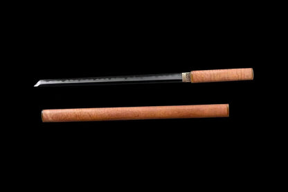 Ninja top quality wood saya Juhe Knife Sword folded pattern steel real hamon abrasive blade handcraft forcollection