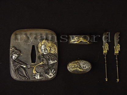 Katana 1095 High Carbon Steel silver plated tsuba full tang sharp battle ready blade