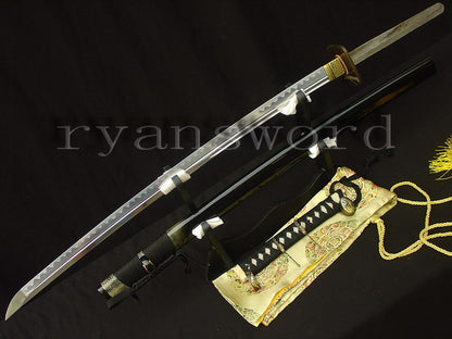 Katana 1095 High Carbon Steel silver plated tsuba full tang sharp battle ready blade