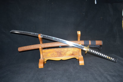 1095 high carbon Steel hamon Katana Japanese samurai sword dragon tsuba