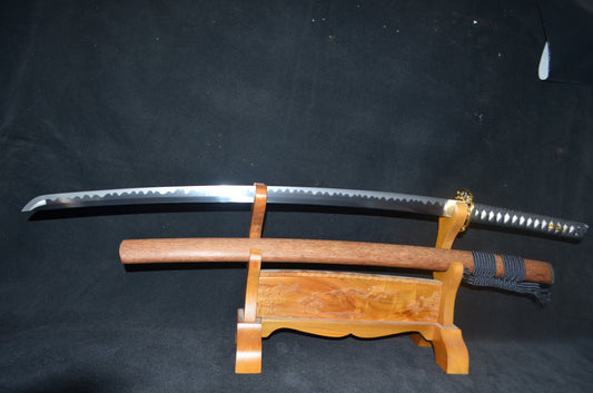 1095 high carbon Steel hamon Katana Japanese samurai sword dragon tsuba