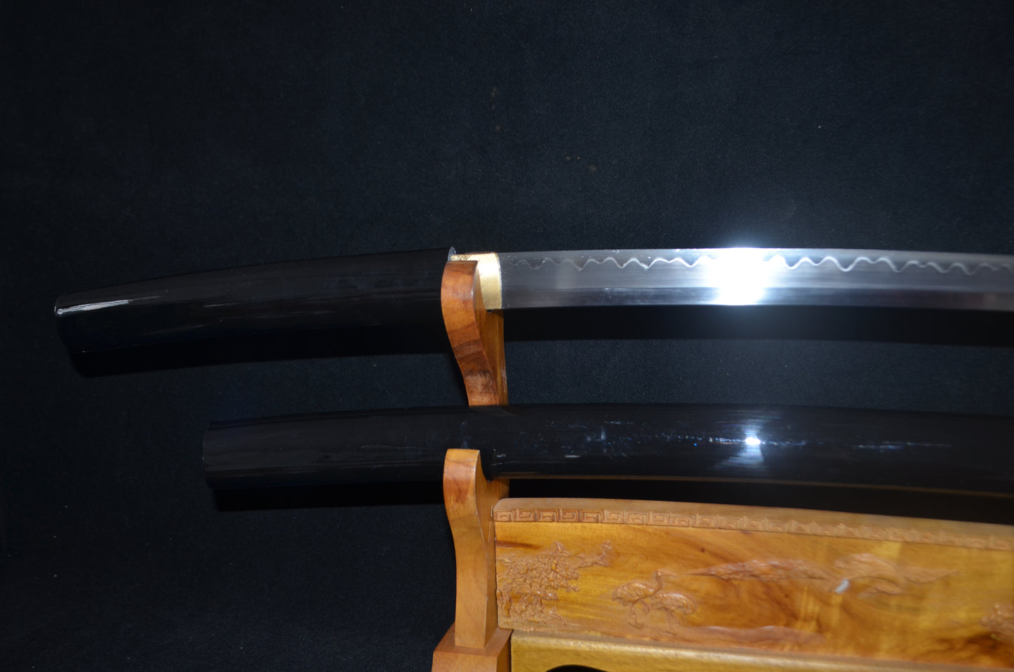 Full Tang Samurai Japanese Black Shirasaya Katana Sword clay tempered battle ready
