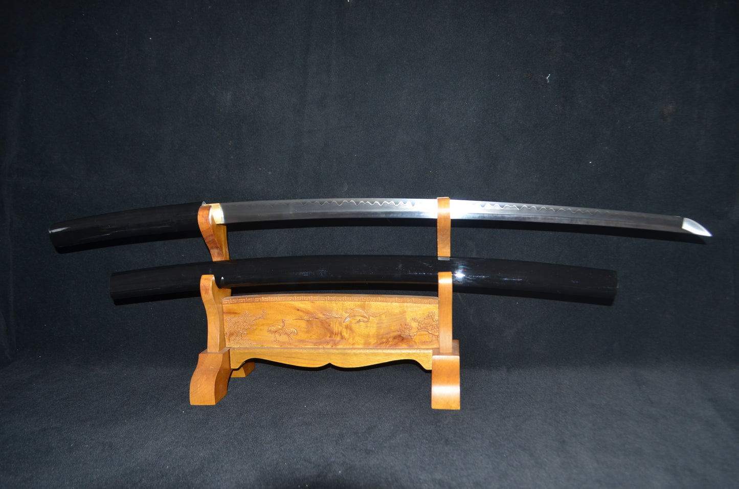 Full Tang Samurai Japanese Black Shirasaya Katana Sword clay tempered battle ready