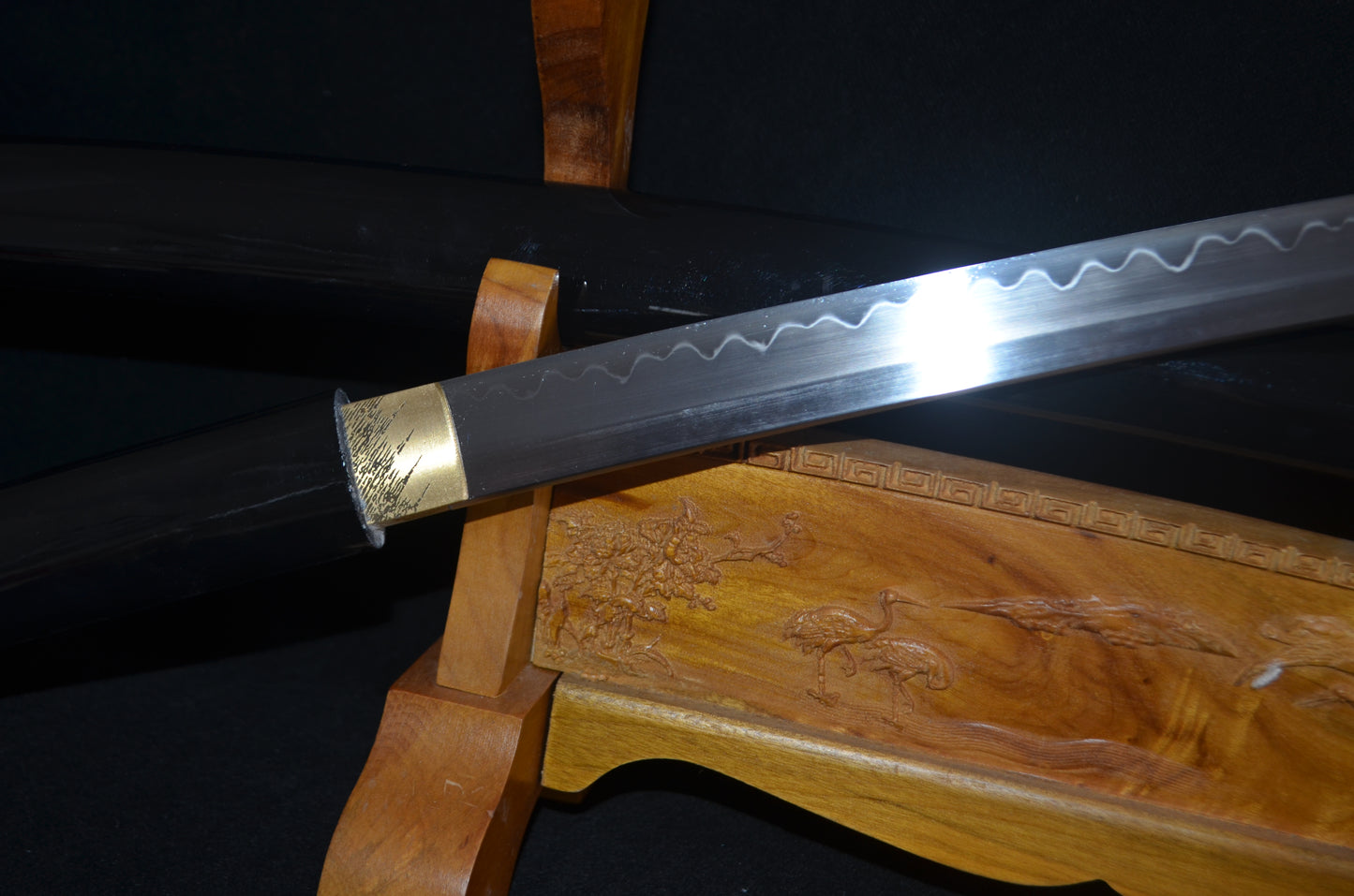 Full Tang Samurai Japanese Black Shirasaya Katana Sword clay tempered battle ready