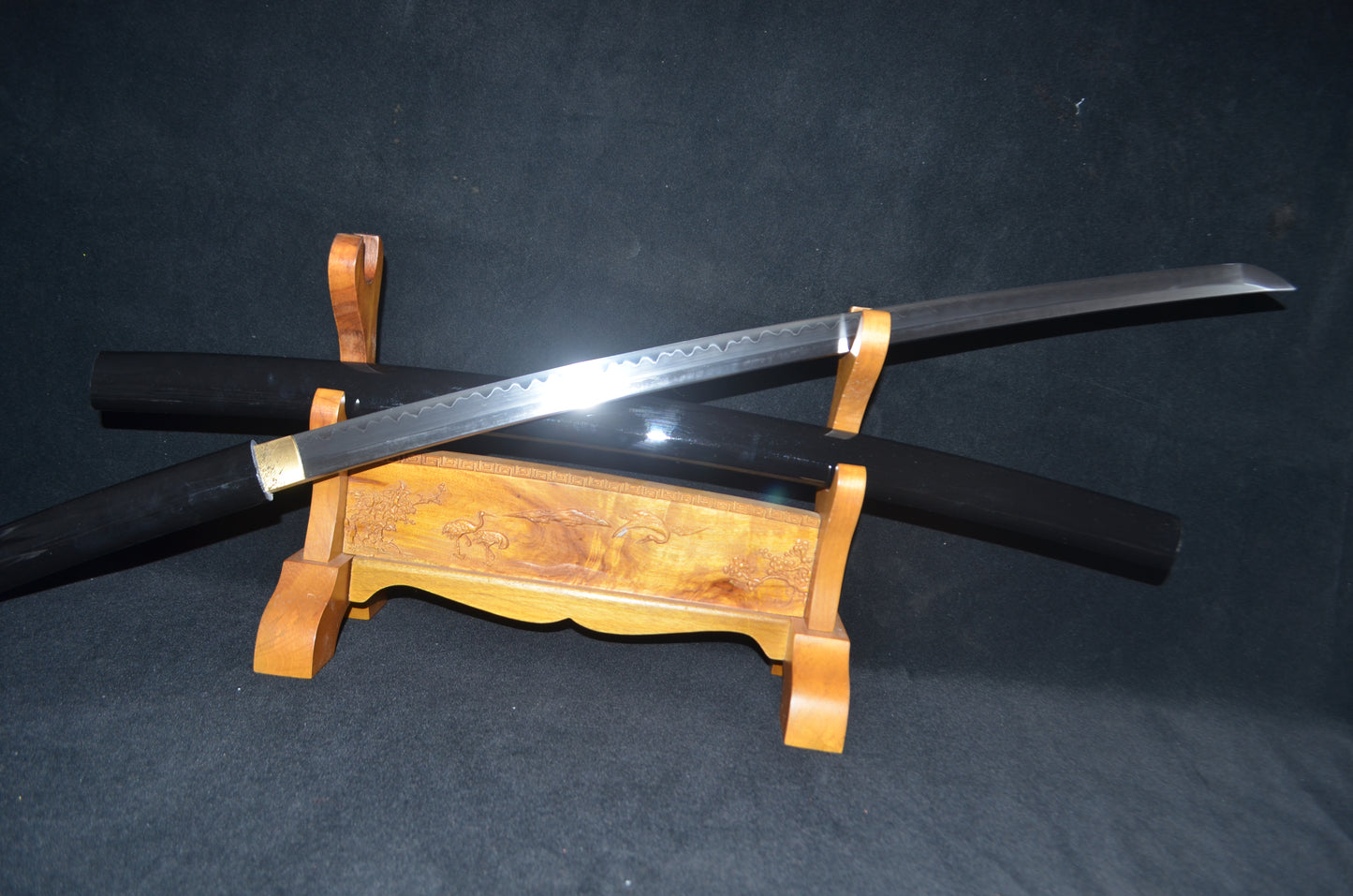 Full Tang Samurai Japanese Black Shirasaya Katana Sword clay tempered battle ready