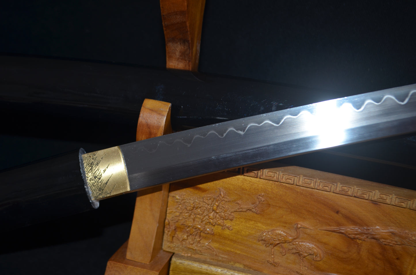 Full Tang Samurai Japanese Black Shirasaya Katana Sword clay tempered battle ready