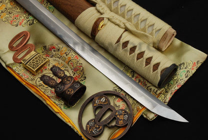Katana 1095 High Carbon Steel silver plated tsuba full tang sharp battle ready blade