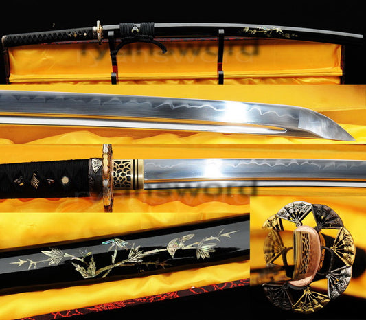 T10 Steel Clay Tempered Katana japanese sword for samurai top quality tsuba fitting