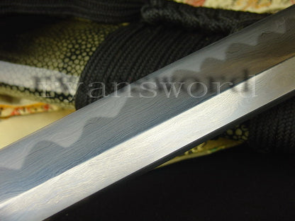 katana 1095 high carbon Steel copper Tsuba hamon real rayskin saya full tang