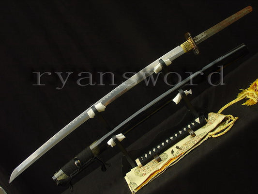 katana 1095 high carbon Steel copper Tsuba hamon real rayskin saya full tang