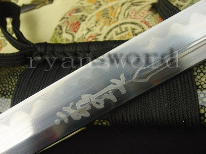katana 1095 high carbon Steel copper Tsuba hamon real rayskin saya full tang
