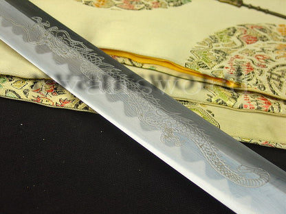 katana 1095 high carbon Steel copper Tsuba hamon real rayskin saya full tang