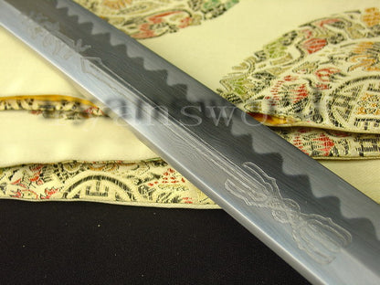 katana 1095 high carbon Steel copper Tsuba hamon real rayskin saya full tang