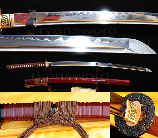 T10 Steel Clay Tempered Katana japanese sword for samurai battle ready