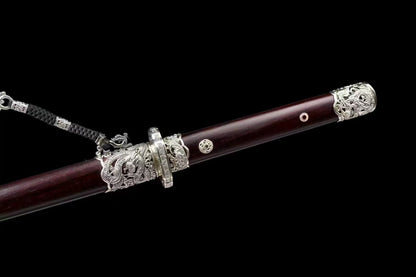 Chinese top quality Red sandal wood Sword classical handcraft Pattern steel best for collection