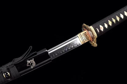 Authentic Katana swords full tang dragon tsuba T10 steel clay tempered
