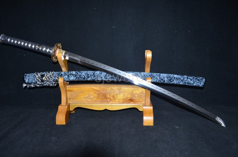 Authentic japanese samurai katana sword full tang T10 steel clay tepmered blade
