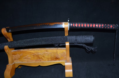 Hand Forged Honsanmai Clay Tempered Japanese Katana Samurai Sword Rayskin saya