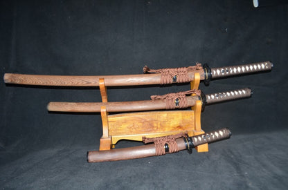 SWORD SET ( KATANA + WAKIZASHI +TANTO) HIGH QUALITY HAND FORGED JAPANESE SAMURAI SWORD