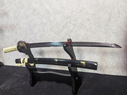 Lightning Vein Wakizashi — Damascus Folded Steel, Unokubi-Zukuri