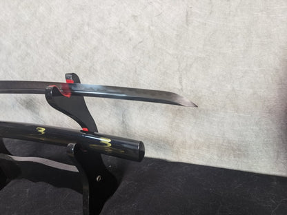 Lightning Vein Wakizashi — Damascus Folded Steel, Unokubi-Zukuri