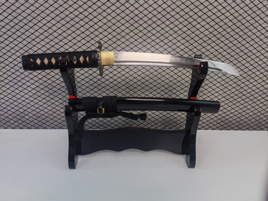 Folded Steel Tanto Japanese Short Sword Clay tempered Full tang