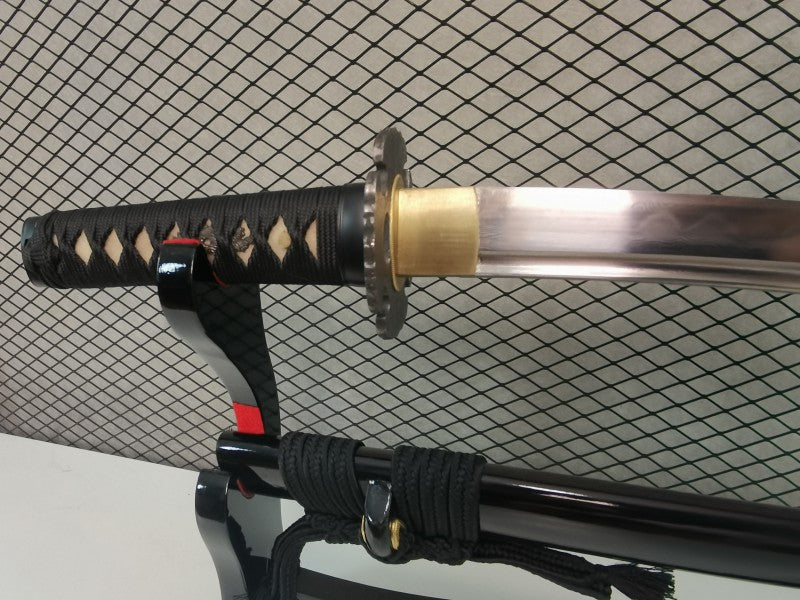Folded Steel Tanto Japanese Short Sword Clay tempered Full tang