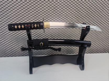 Folded Steel Tanto Japanese Short Sword Clay tempered Full tang
