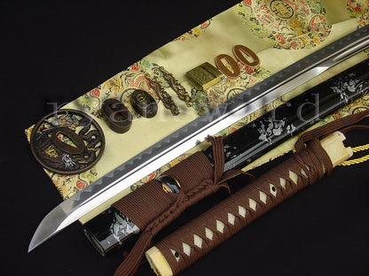 Katana 1095 High Carbon Steel top quality tsuba full tang sharp japanese sword brown ito