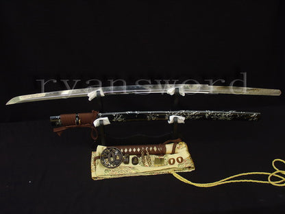 Katana 1095 High Carbon Steel top quality tsuba full tang sharp japanese sword brown ito
