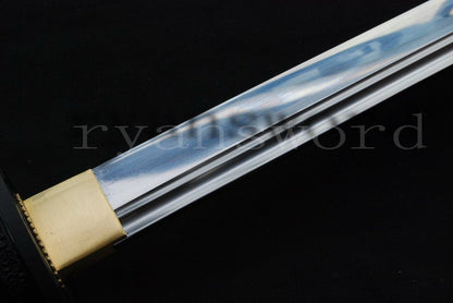 9260 Spring Steel Ninja Japanese Sword Straight Blade iron Tsuba cut bamboo