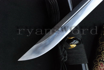 9260 Spring Steel Ninja Japanese Sword Straight Blade iron Tsuba cut bamboo