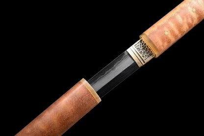 Ninja top quality wood saya Juhe Knife Sword folded pattern steel real hamon abrasive blade handcraft forcollection