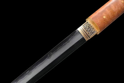 Ninja top quality wood saya Juhe Knife Sword folded pattern steel real hamon abrasive blade handcraft forcollection