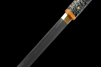 Ninja top quality shining saya Juhe Knife Sword folded pattern steel real hamon blade handcraft forcollection